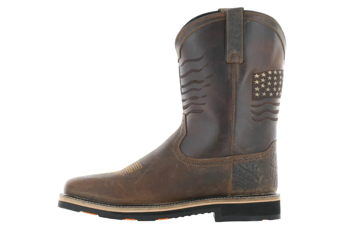 Casual Work Boot Hoss Rushmore Western Rancher Soft Toe Boot Brown