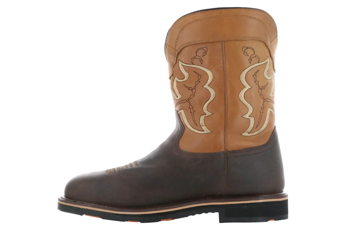 Top Comfortable Work Boots Hoss Showdown Composite Toe Western Boot Brown