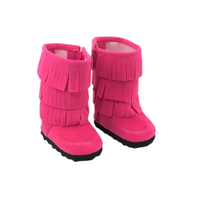 Hot Pink Three-tier Fringe Boots for 18-inch dolls Adidas Daily 3.0 Shoes