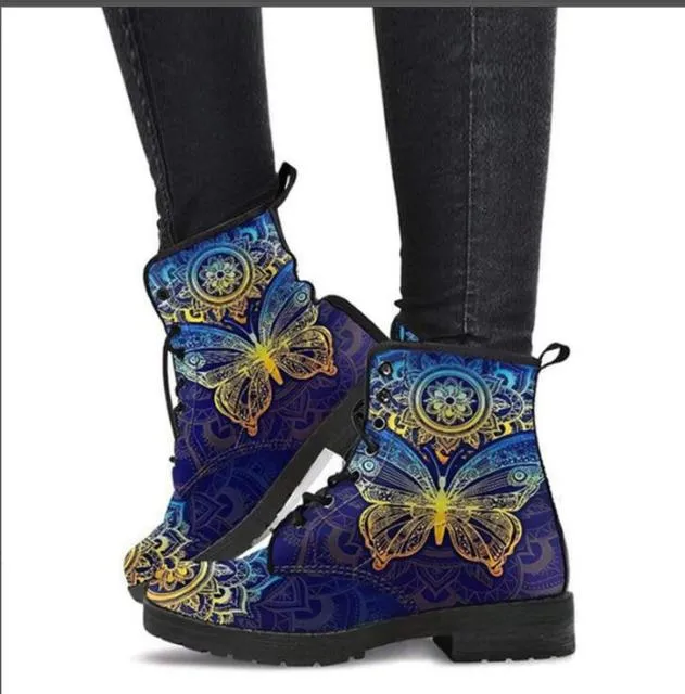 HOT Skeleton Women Snow Ankle Boots Motorcycle Skull Pansy Low Heels Shoes Uggs Snow Boots