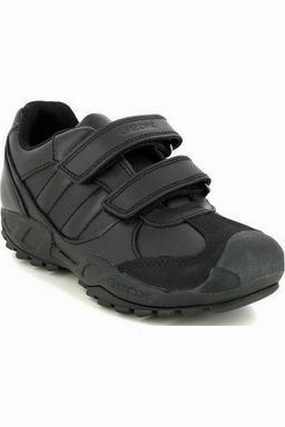 Textured Surface Geox Savage J841VB School Shoes in Black