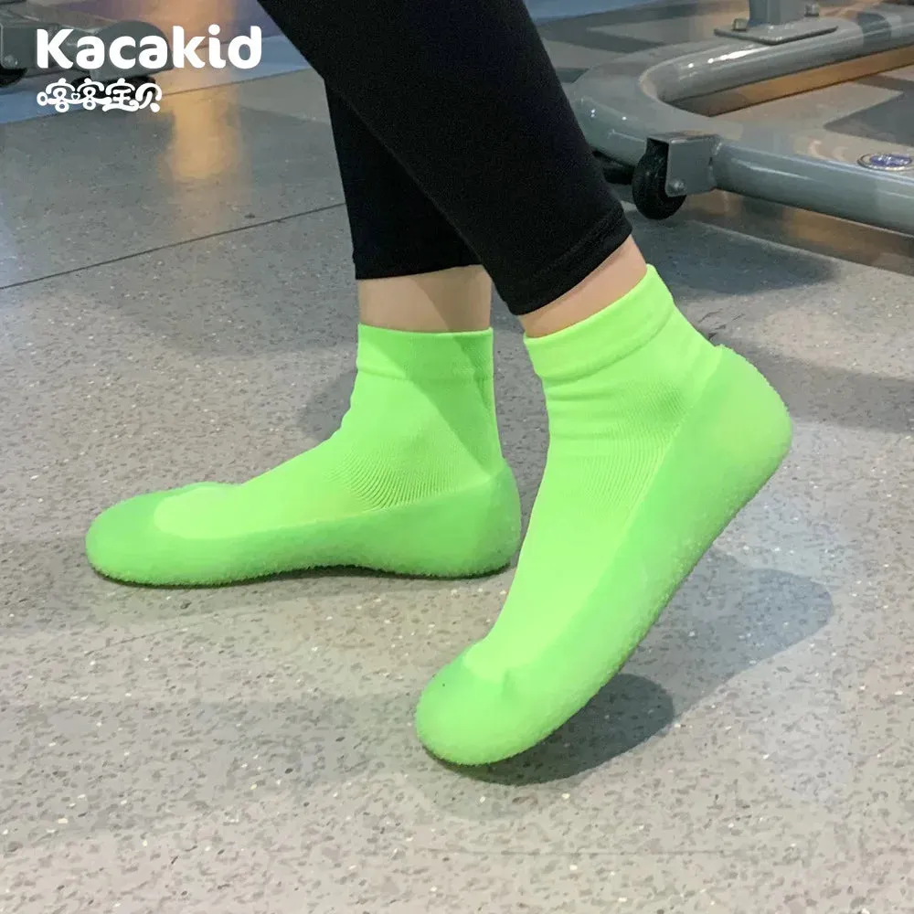 Ruby Slippers Found Indoor Women Shoes Parent-child Rubber Sole Floor Shoes Girls Luminous Anti-slip Shoes Women Slippers Knit Booties for Gym Yoga