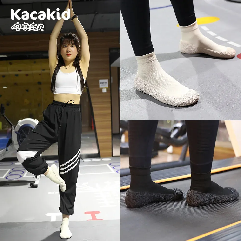 Indoor Women Shoes Parent-child Rubber Sole Floor Shoes Girls Luminous Anti-slip Shoes Women Slippers Knit Booties for Gym Yoga Ergonomic Slippers