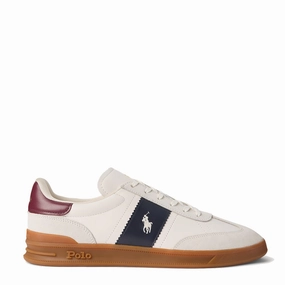 Comfort Benefits Polo Ralph Lauren Heritage Aera Leather-Suede Trainer Bianco/Navy/Wine