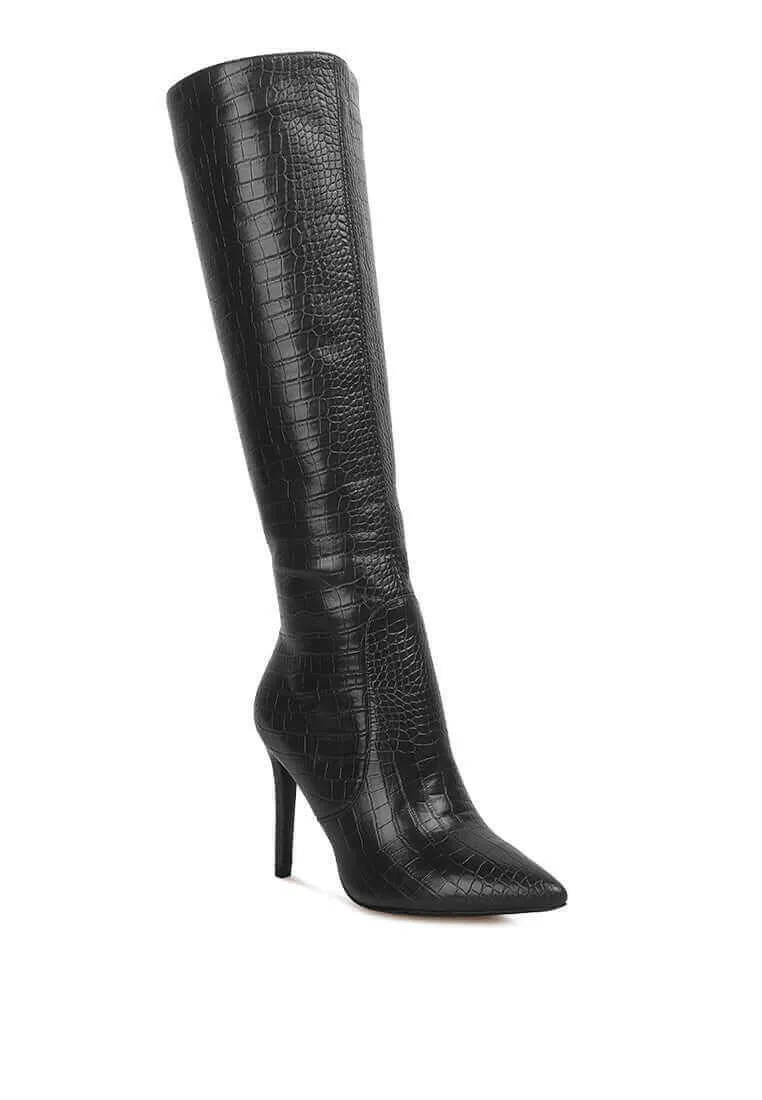 Rubber Boots For Work indulgent high heel croc calf boots
