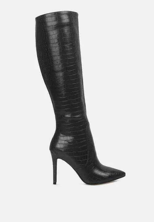 indulgent high heel croc calf boots Dress Pants To Wear With Boots