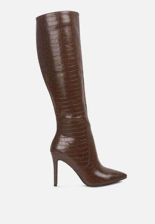 indulgent high heel croc calf boots Joules Boots