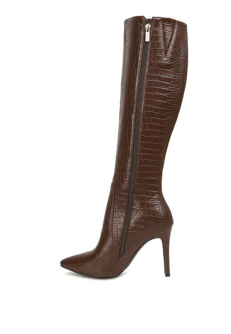 Non Skid Work Boots indulgent high heel croc calf boots
