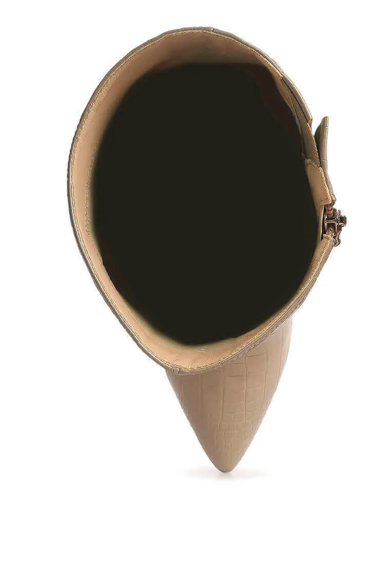 indulgent high heel croc calf boots Island Winter Boots