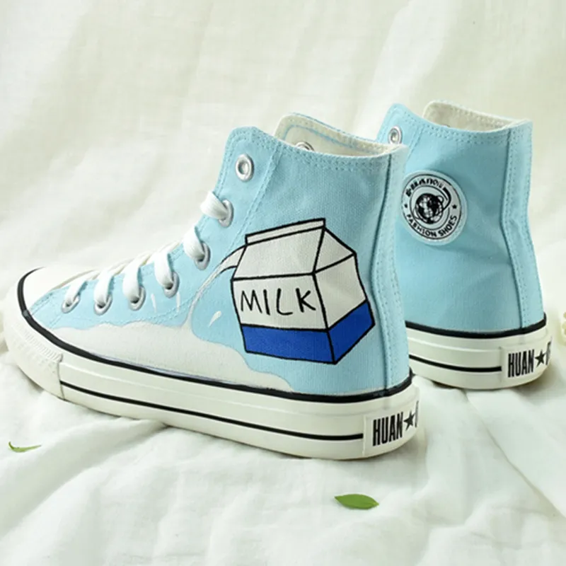 Light Blue Milk Canvas Shoes AD11022 Feather Flat Shoes