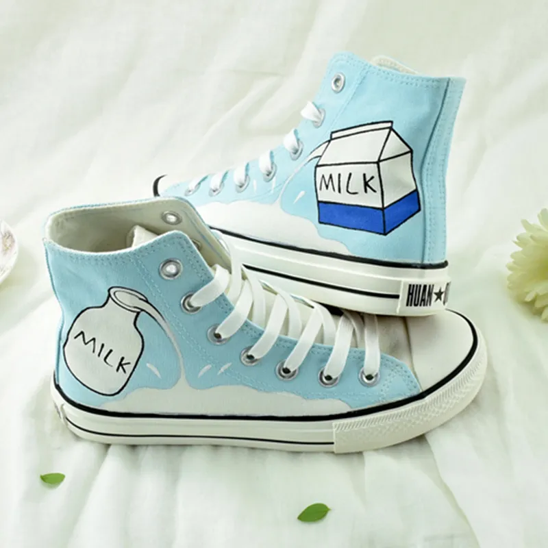 Tennis Shoes Light Blue Milk Canvas Shoes AD11022