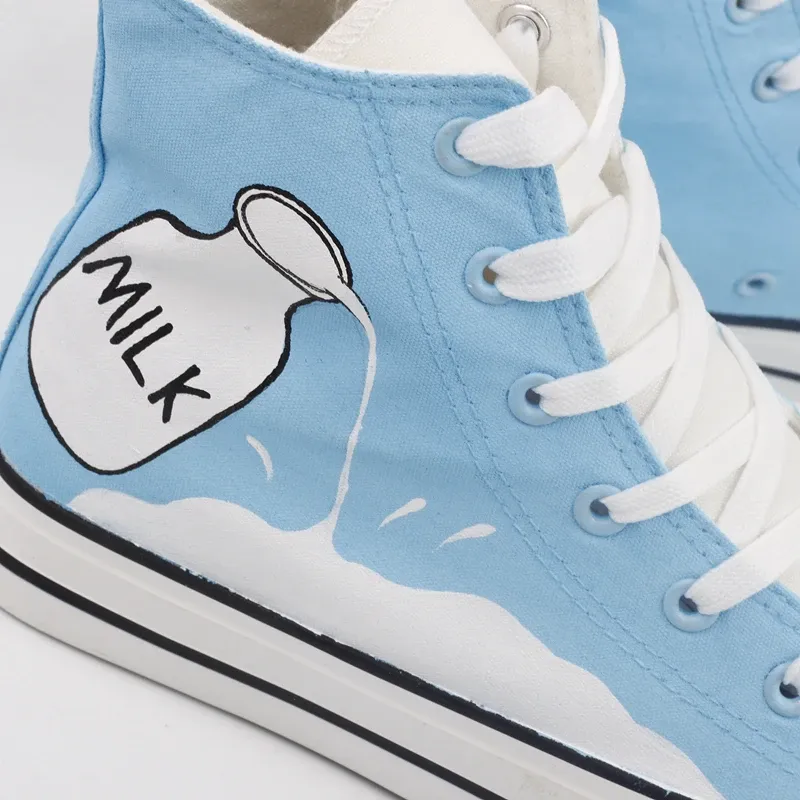 Light Blue Milk Canvas Shoes AD11022 Shoes That Go From Heels To Flats