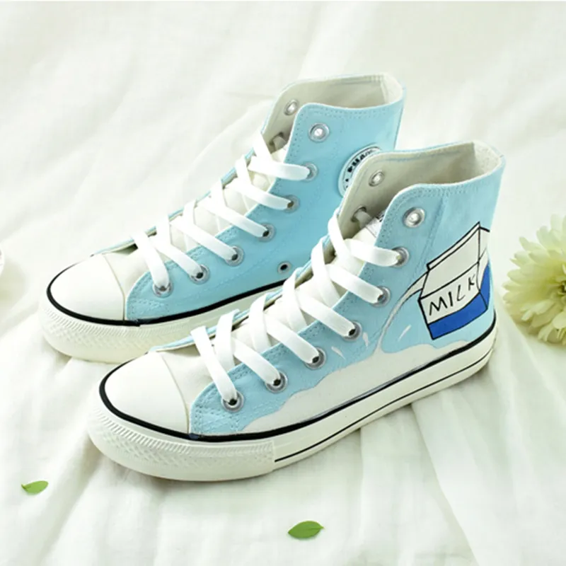 Flat Witch Shoes Light Blue Milk Canvas Shoes AD11022