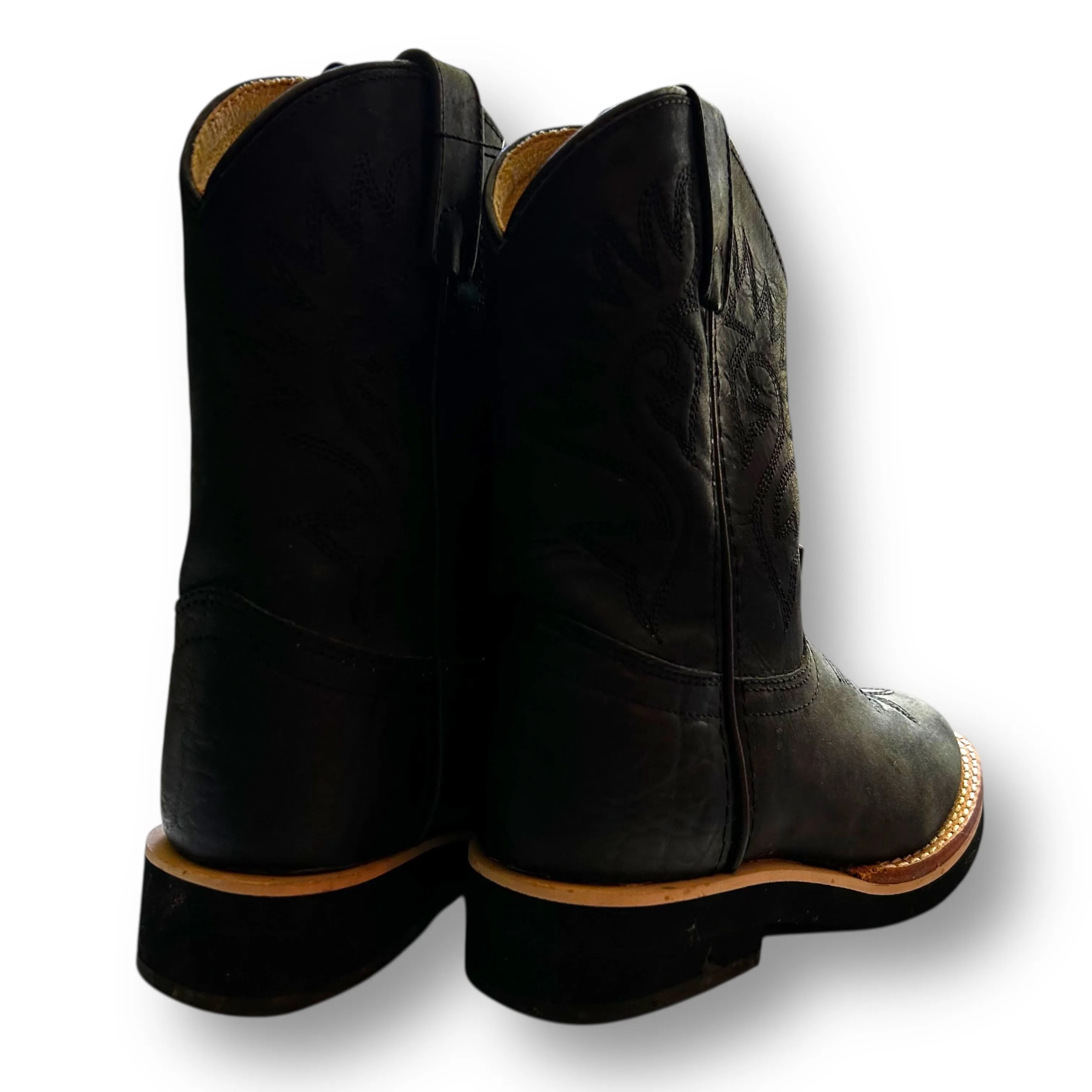 Dean Winchester Boots Justin Western Boots Black Leather Size 12.5 Kids Cowboy Boots