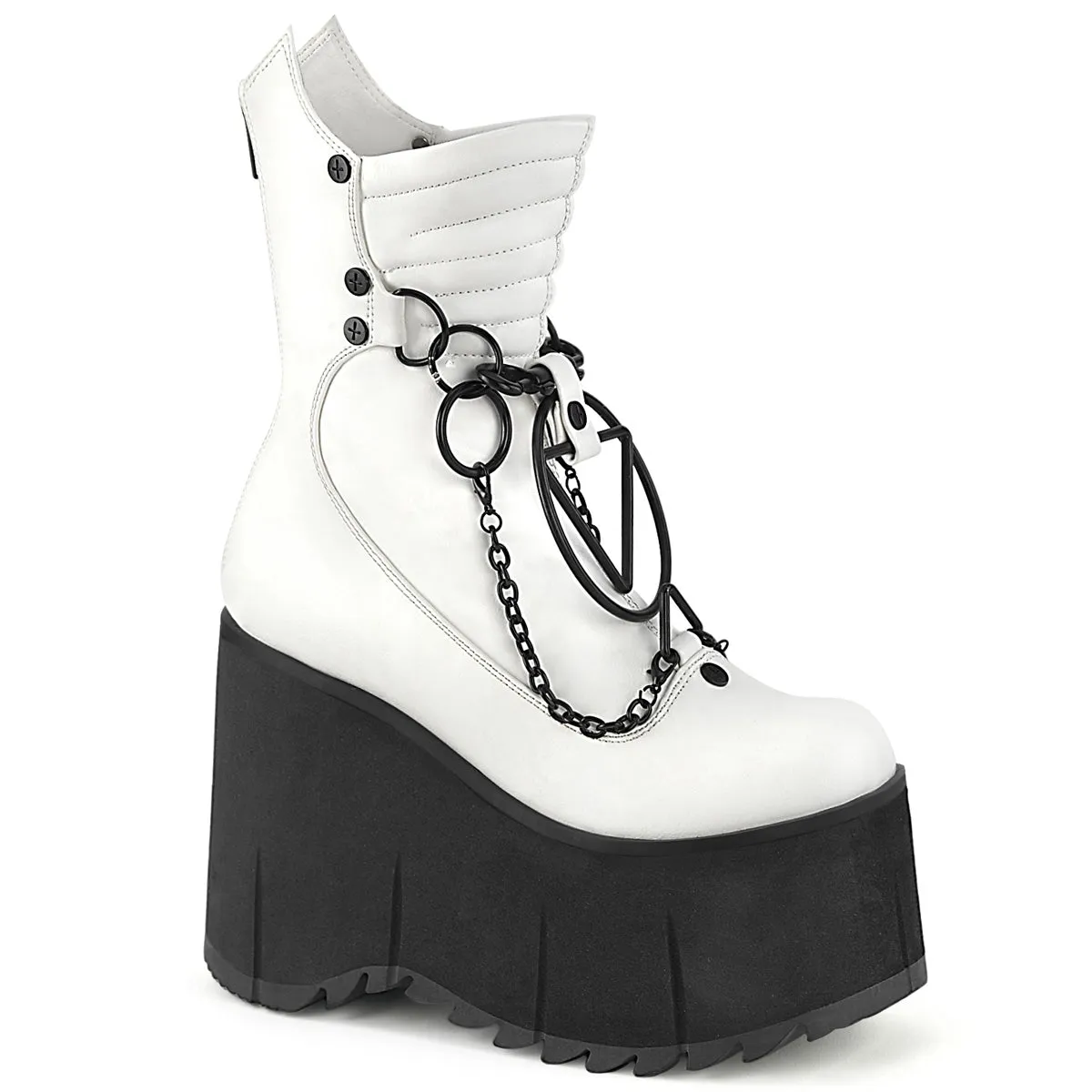 Adidas Fashionable Shoes KERA-130 DemoniaCult White Vegan Leather Sexy Women's Ankle Boots (Alternative Footwear)