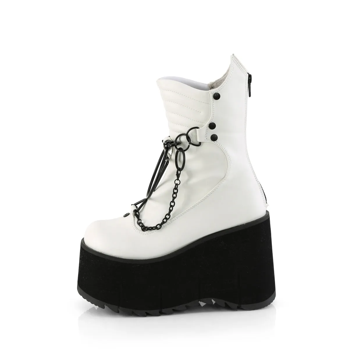 KERA-130 DemoniaCult White Vegan Leather Sexy Women's Ankle Boots (Alternative Footwear) Parley Shoes Adidas