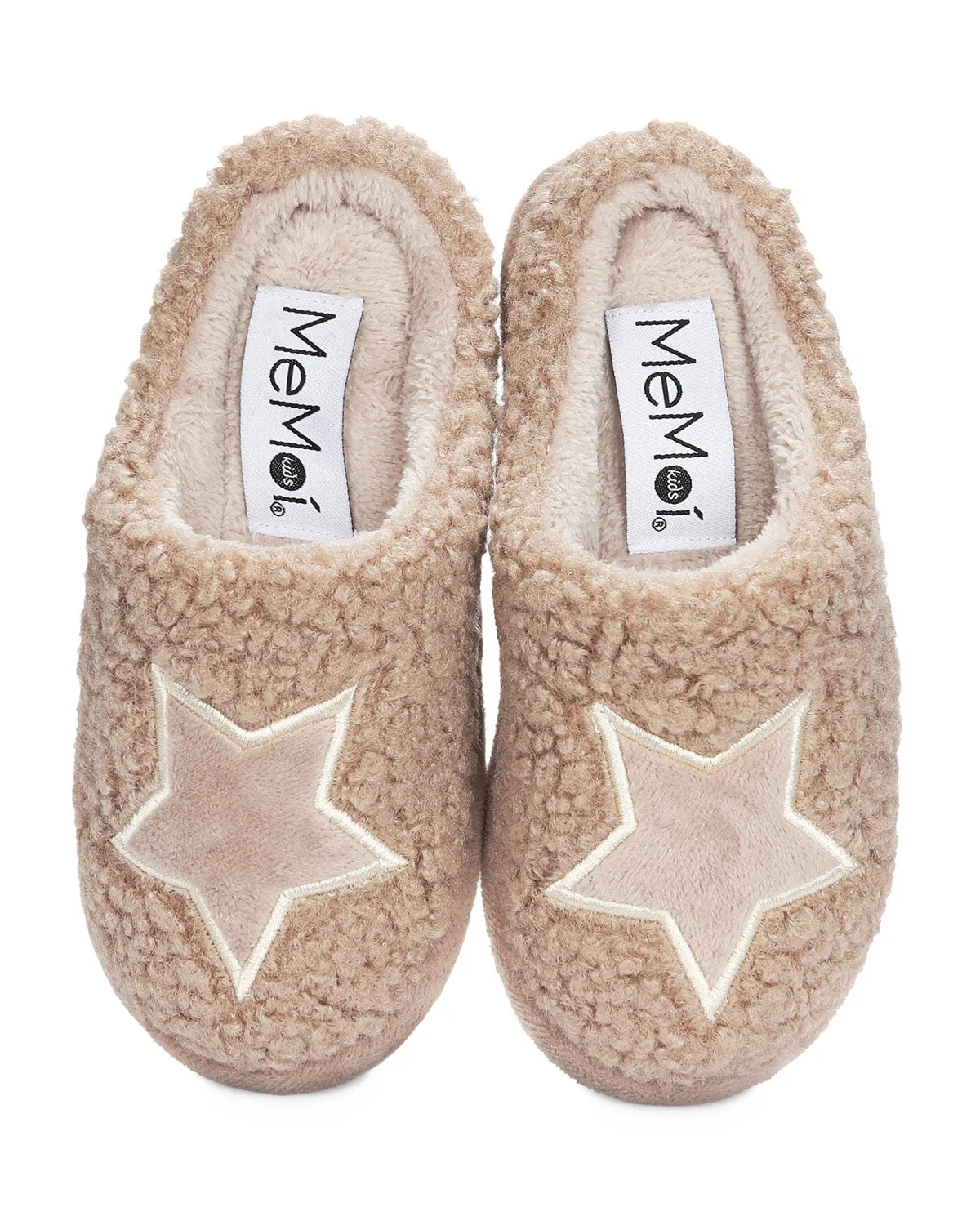 Slip Slippers Kids' Embroidered Shaggy Star Non-Skid Slippers
