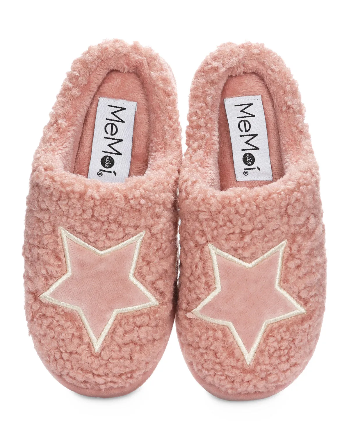 Cutout Slide Sandals Kids' Embroidered Shaggy Star Non-Skid Slippers