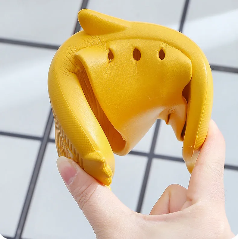 Fuzzy Slippers Sandals Kids Indoor Flip-Flops  Penguin Style Animal Prints Solid Children Slipper