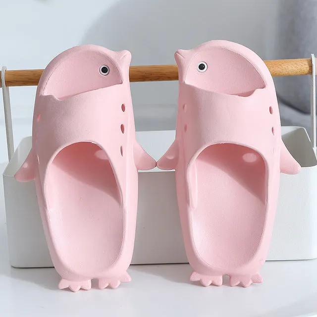 Kids Indoor Flip-Flops  Penguin Style Animal Prints Solid Children Slipper Horror Slippers