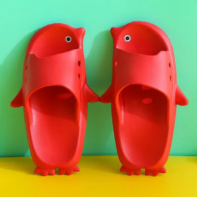 Washable Cotton Slippers Kids Indoor Flip-Flops  Penguin Style Animal Prints Solid Children Slipper