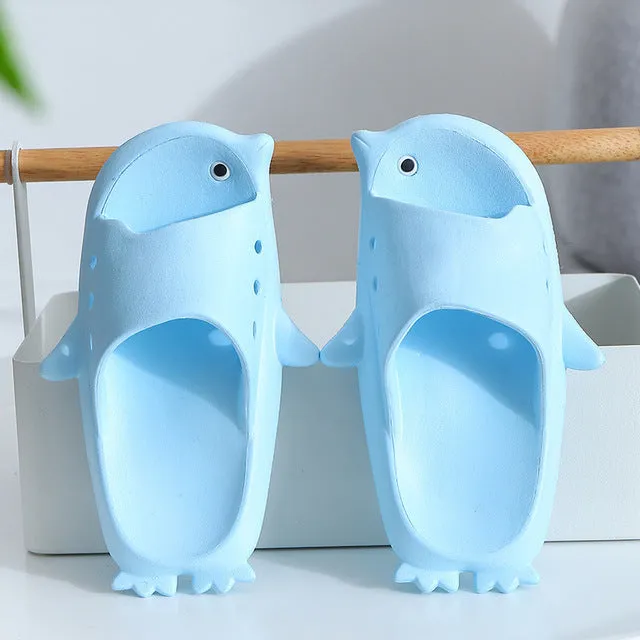 Super Mario Bros Slippers Kids Indoor Flip-Flops  Penguin Style Animal Prints Solid Children Slipper