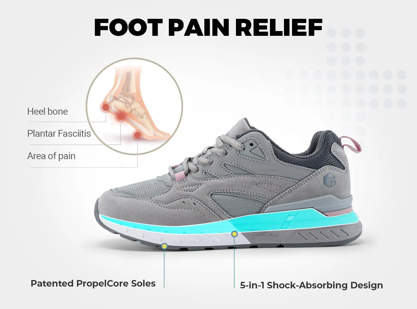 Flat Shoes Hurt Feet FitVille Women's Rebound Core Walking Shoes V9