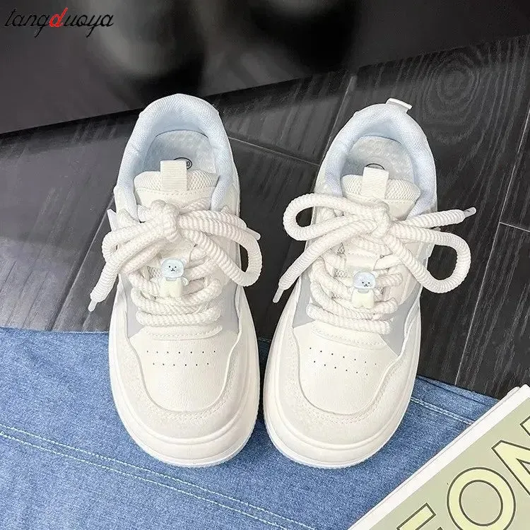 Burberry Loafers Ladies Sneakers New Harajuku style Platform Sports Shoes Women's Kawaii blue Shoes Fashion Lace-up Vulcanize Shoes Tennis Shoes