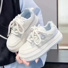 Ladies Sneakers New Harajuku style Platform Sports Shoes Women's Kawaii blue Shoes Fashion Lace-up Vulcanize Shoes Tennis Shoes Stacy Adams Loafers