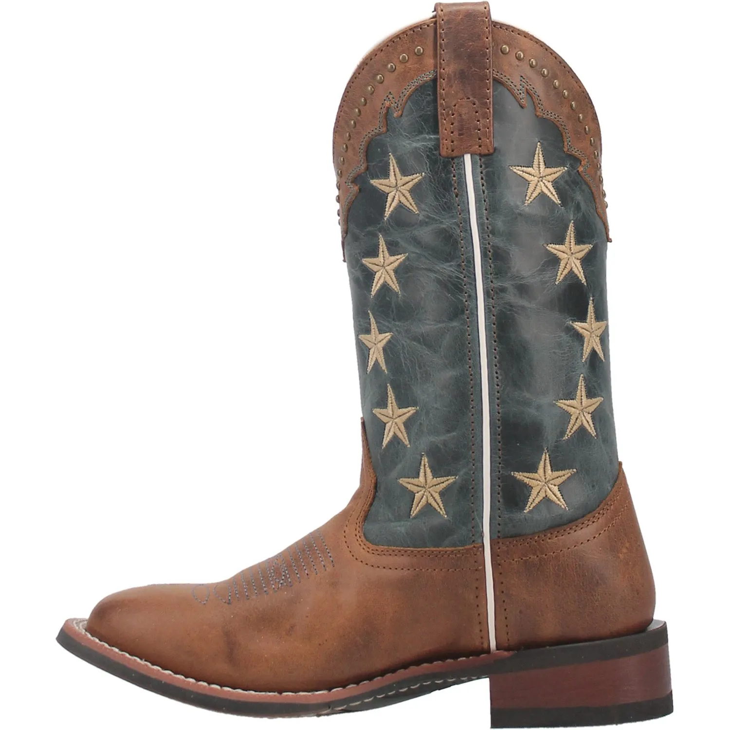 Pat Boots Laredo Womens Early Star Cowboy Boots Leather Tan/Blue Denim