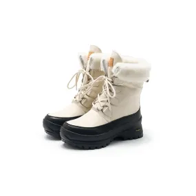 Leather Combat Boots Designer Chunky Boots Have Shearling Lined in Apricot/Beige Best Hiking Boots For Snow And Ice