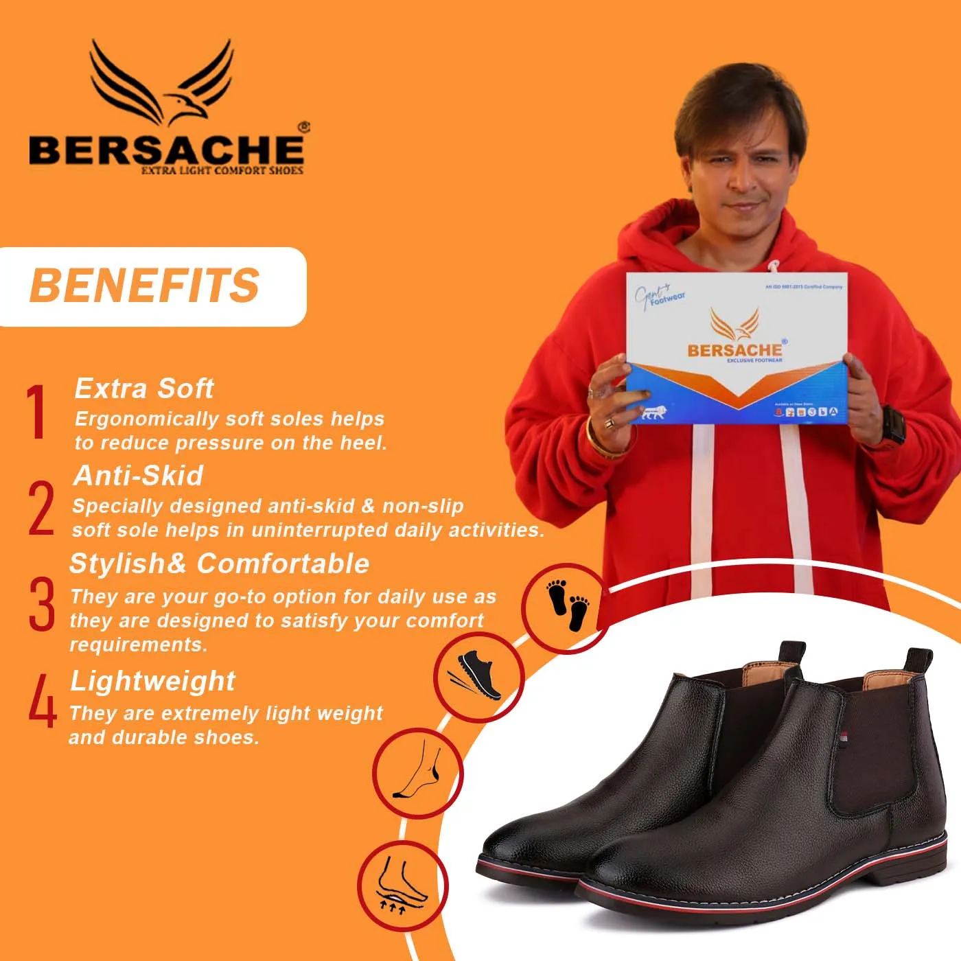 Low Ankle Boots Bersache Comfortable Casual Outdoor Stylish Partywear Boots For Men(9084-Dark Brown)