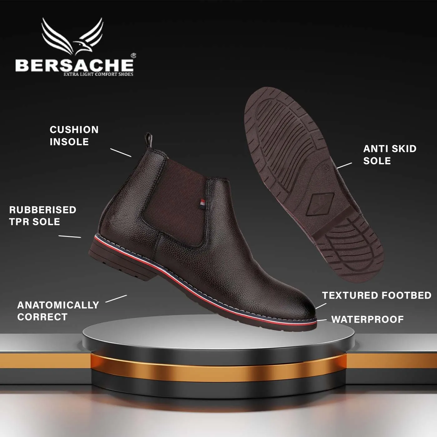 Bersache Comfortable Casual Outdoor Stylish Partywear Boots For Men(9084-Dark Brown) Osb Boots