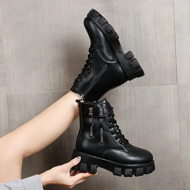 Pofulove Black Boots Winter Shoes Women Ankel Boots Goth Shoes Platform Boots Snow Booties Woman Warm Botas Fall Flat Zapatos Anna And Elsa Snow Boots
