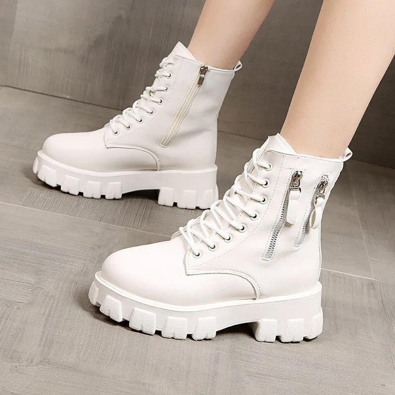 Snow Riding Boots Pofulove Black Boots Winter Shoes Women Ankel Boots Goth Shoes Platform Boots Snow Booties Woman Warm Botas Fall Flat Zapatos