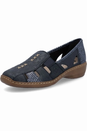 Breathe Comfort Rieker 41385-15 in blue Ladies summer slip on shoe