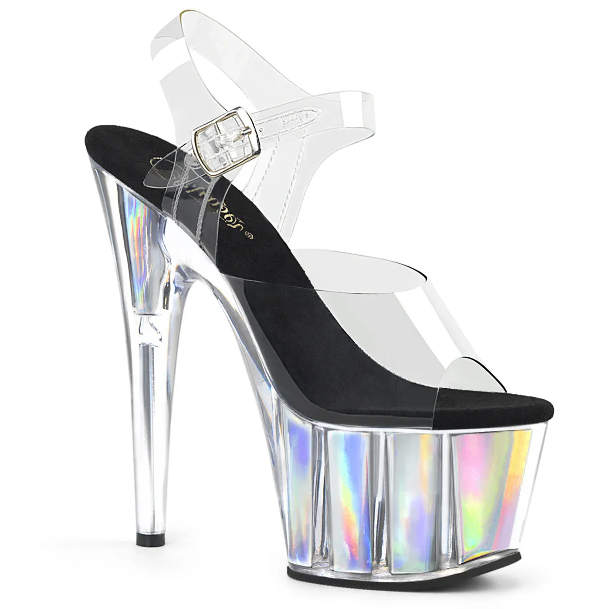 ADORE-708HGI Pleaser Clear/Silver Hologram Inserts Sexy Platform Shoes (Pole Dancing Heels) Asics Shoes Size 12