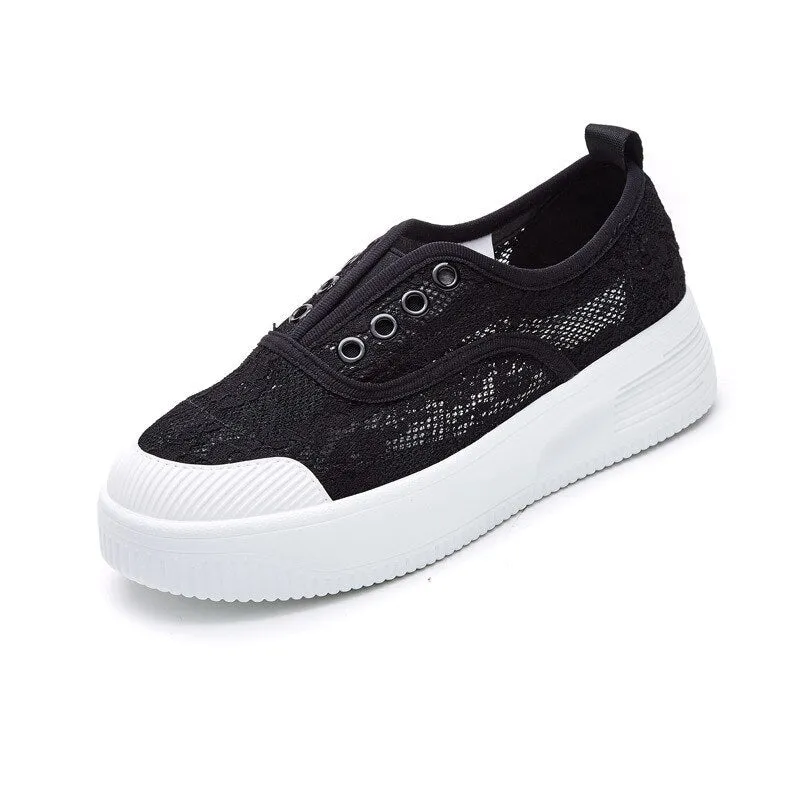 Chicmy  Summer Shoes Women Flats Breathable Mesh Cloth Shoes Flat Casual Woman Shoes Sweet Ladies Thick Sole Black White A4527 Shoe Inserts For Flat Arches