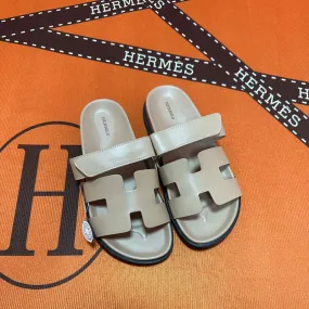 Slides Slate MJHS13 Leather slippers Man and Women shoes 35-44 With box