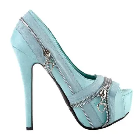 Women's Baby Blue Punk Rock Peep Toe Dress Pumps Dress Shoes Amazon