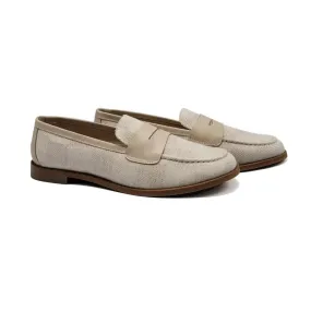 Vibram Sole Dress Shoes LMDI Melide Sand Linen Penny Loafer