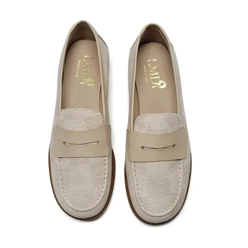 The Most Comfortable Dress Shoes LMDI Melide Sand Linen Penny Loafer