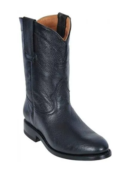 Los Altos Boots Black Men's Genuine Deer Roper Leather With Rubber Sole Boot ~ botines para hombre Gumboots Boots