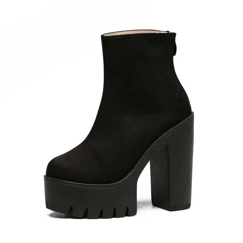 Gdgydh Fashion Boots Women Platform Shoes For Autumn Soft Leather Woman Party Shoes Ankle Boots High Heels 2019 New Black Zipper Formal Boots