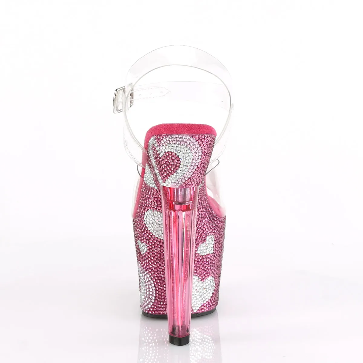 LOVESICK-708HEART Pleaser Clear/Hot Pink-White Sexy Platform Shoes (Pole Dancing Heels) Best Asics Shoes For Heel Pain