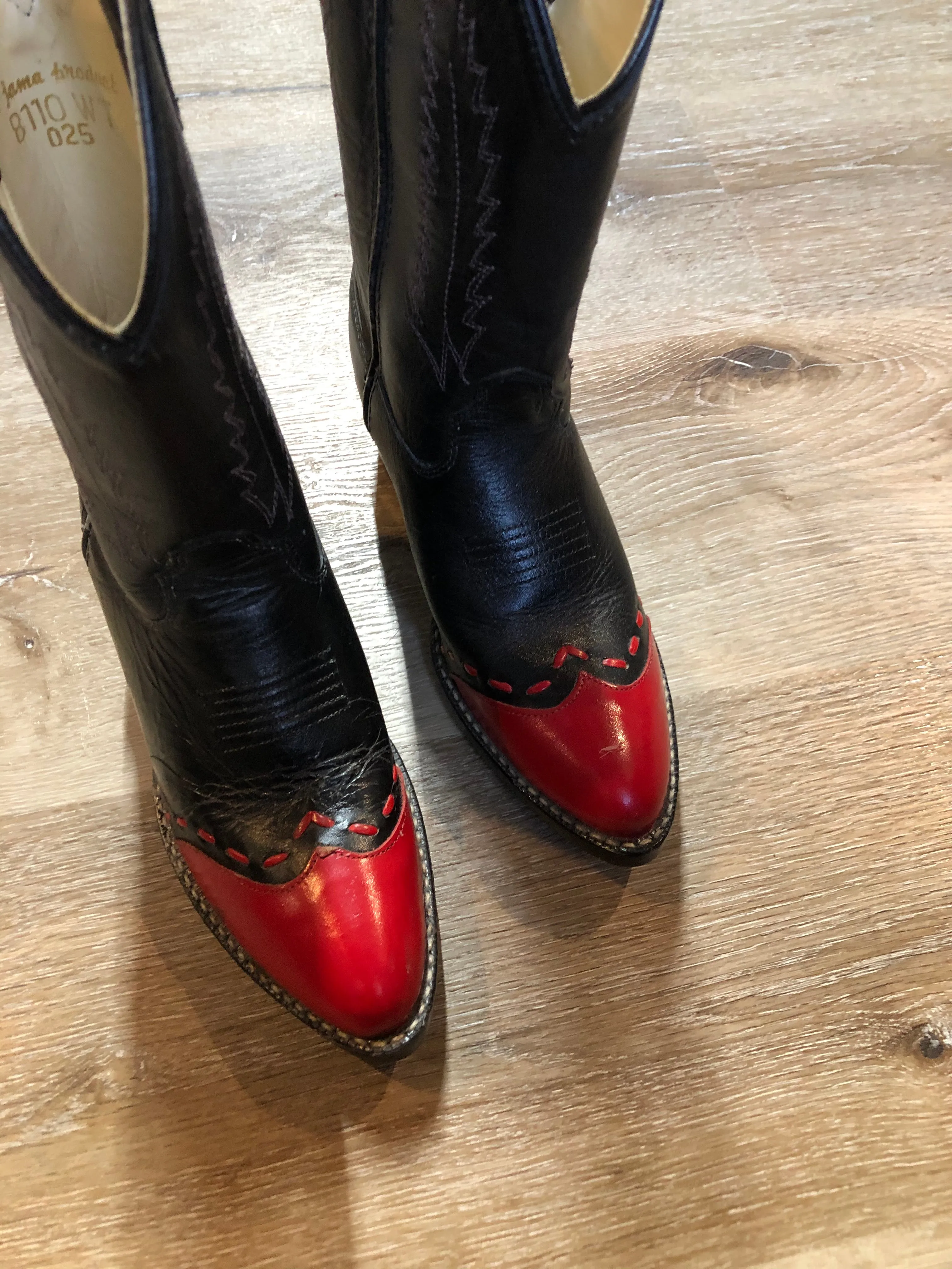 Kids Black and Red Leather Western Cowboy Boot SOLD Chelsea Rain Boots