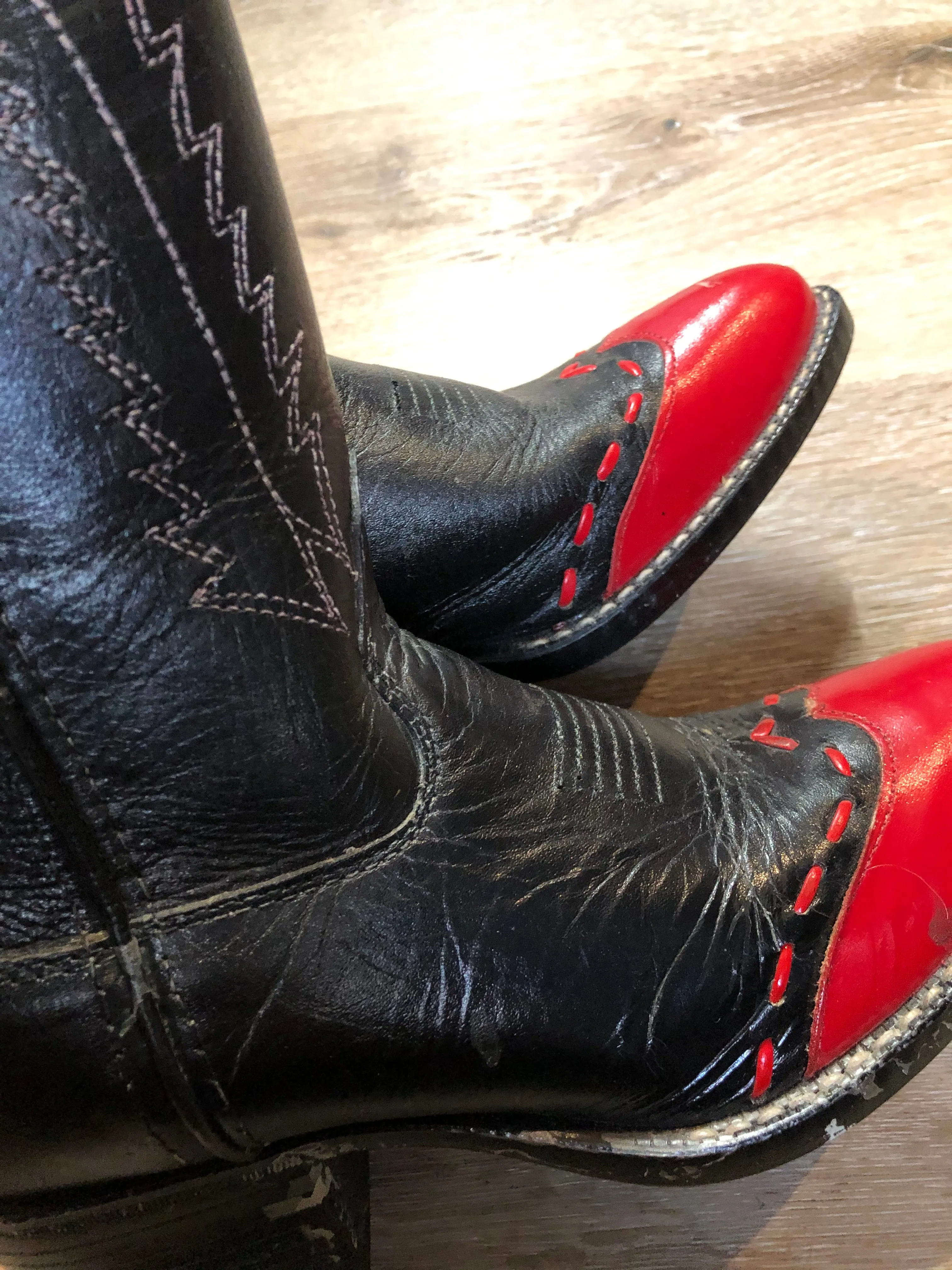 Kids Black and Red Leather Western Cowboy Boot SOLD Desert Hiking Boots