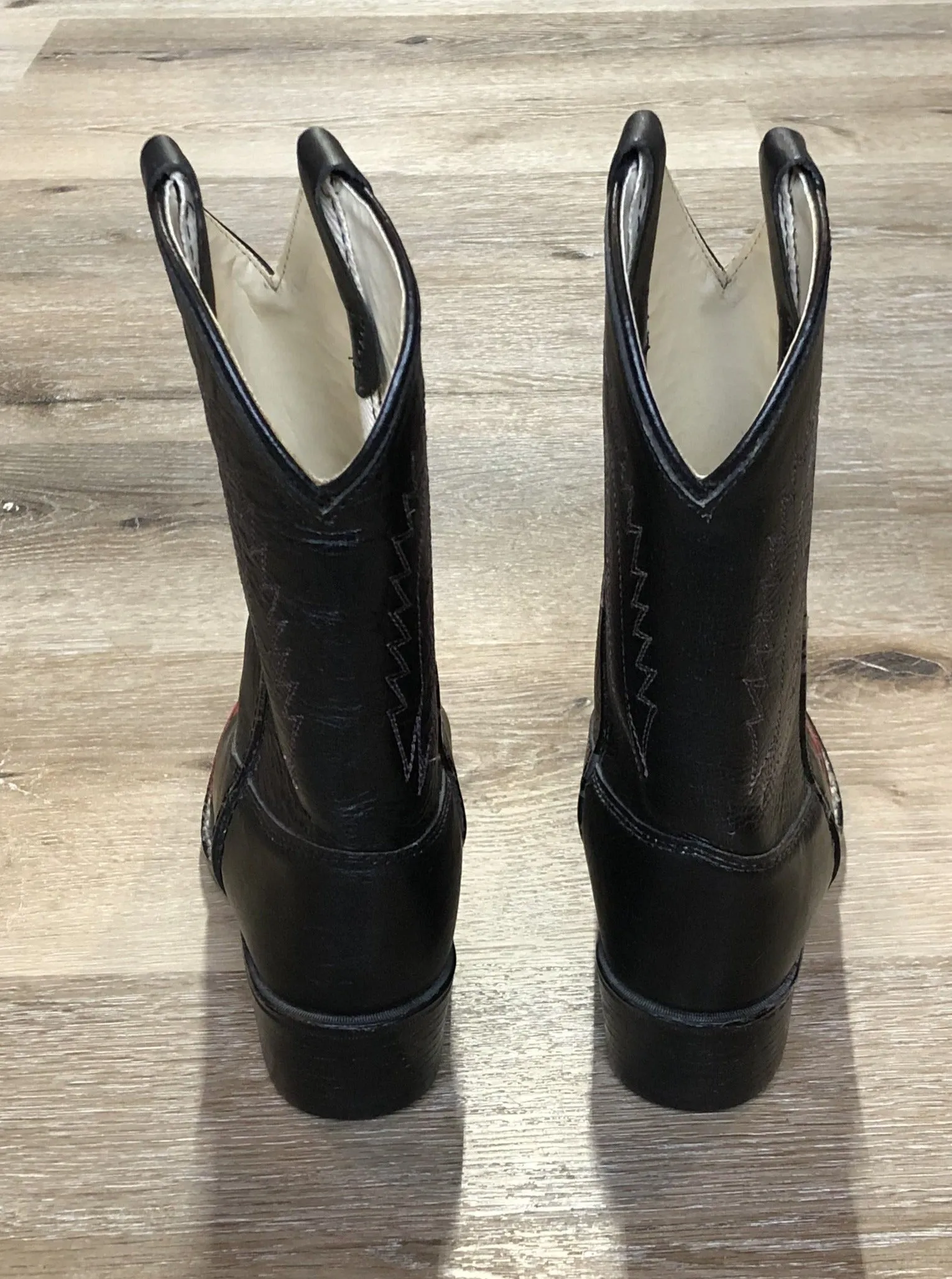 Cold Weather Boots Kids Black and Red Leather Western Cowboy Boot SOLD