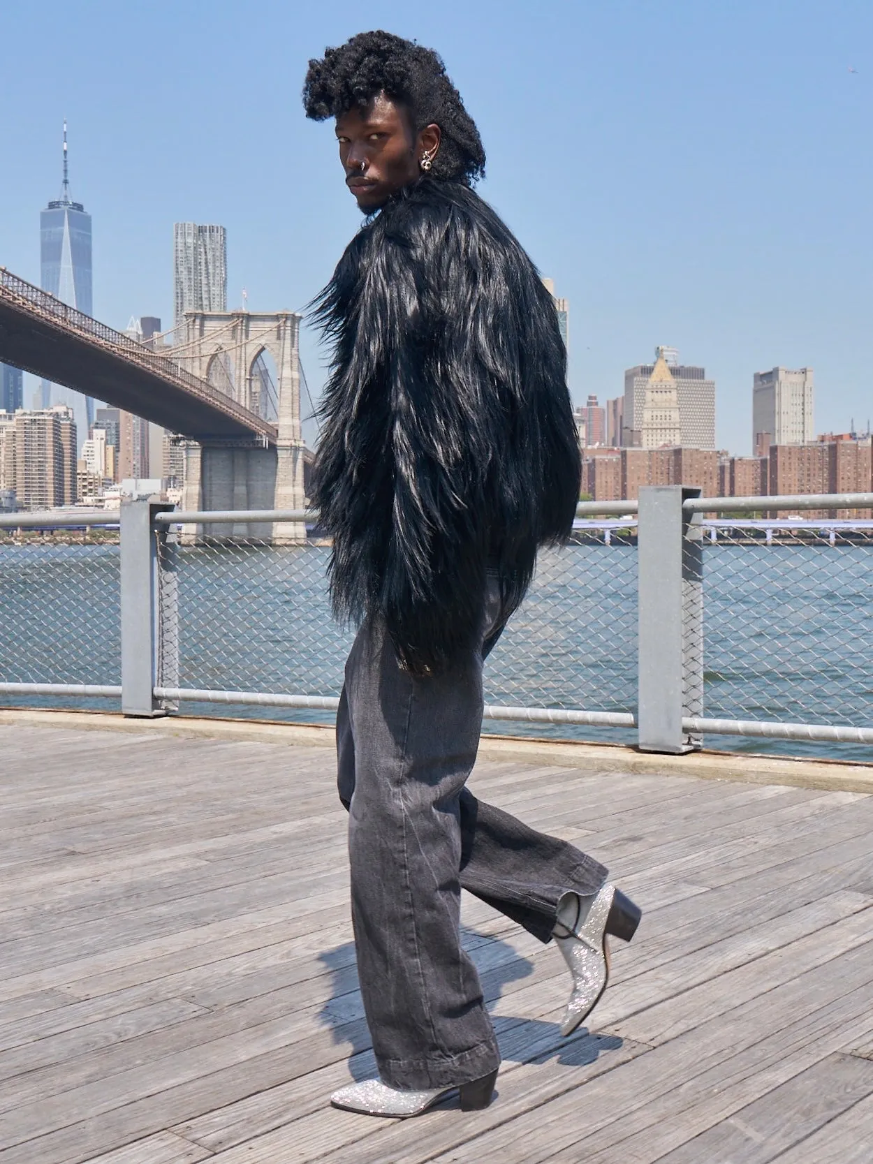 Usmc Rat Boots NICO 60MM ARIZONA BOOT IN GLITTER SILVER/BLACK