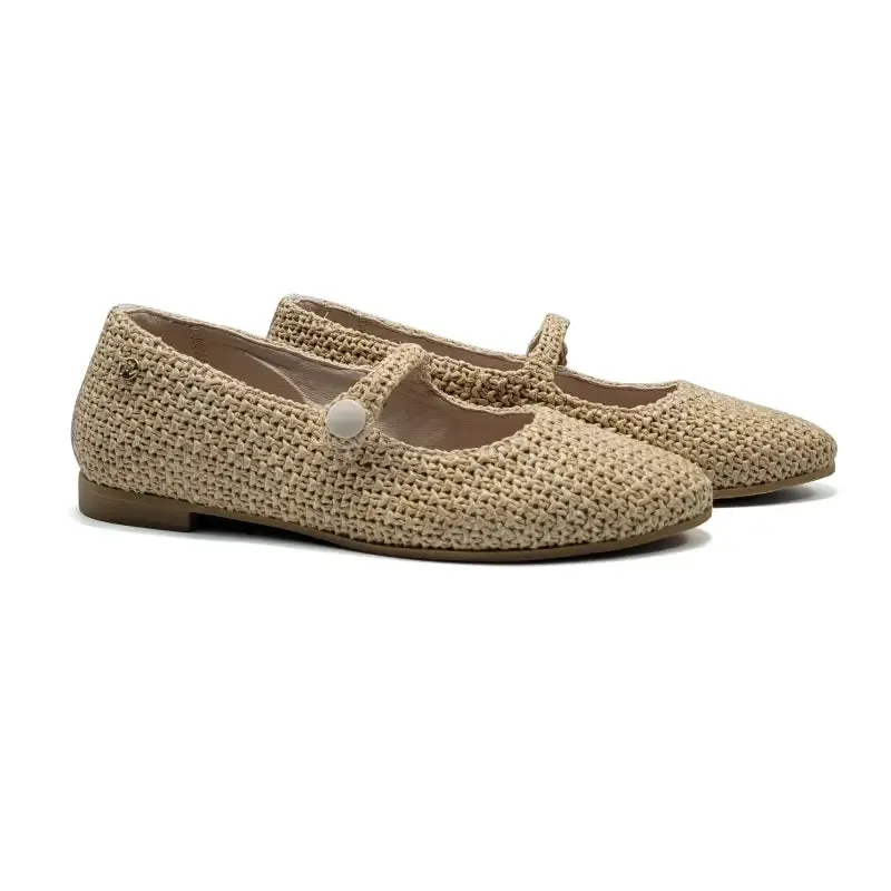 Manuela De Juan Beige Crochet Mary Jane S3089 Best Shoes To Wear With Sweater Dress